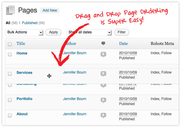 Drag And Drop Page Ordering For WordPress