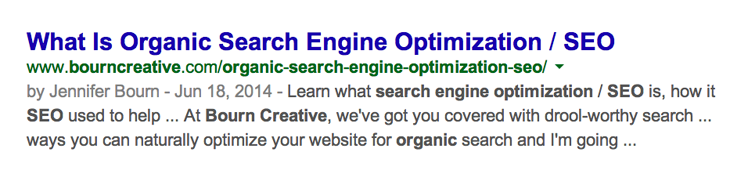 Sample search engines results page listing edited by the search engine