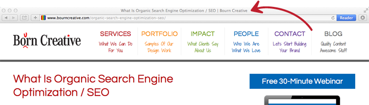Sample showing the page title used in the browser window